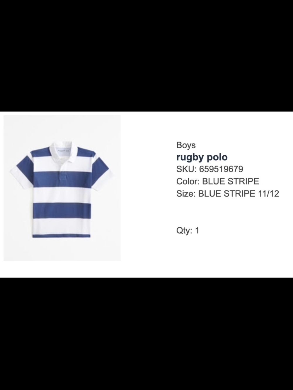 abercrombie kids Blue and White Striped Rugby Polo